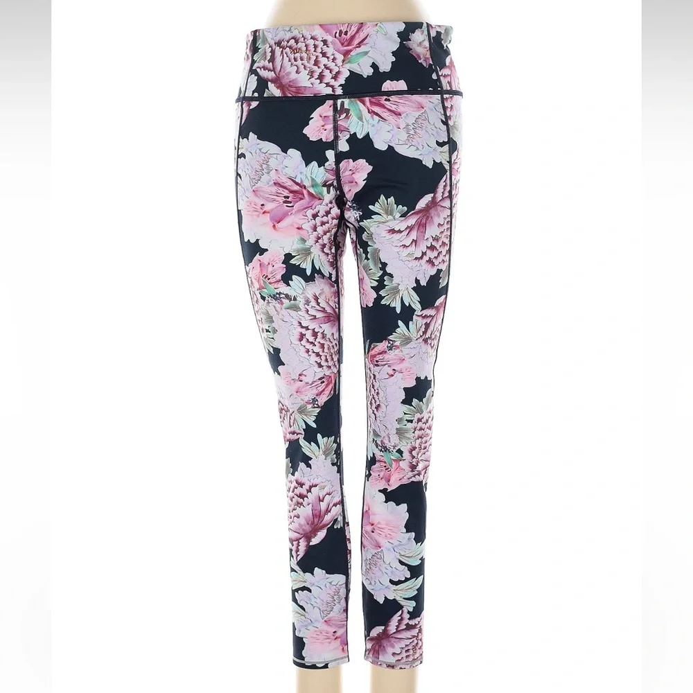 Athleta Size S Run Free Garden Party Floral 7/8 Ankle Tights Yoga Leggings - Picture 2 of 6